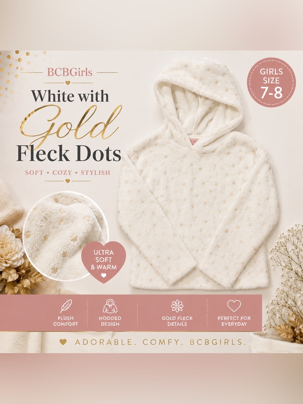 White with gold fleck dots